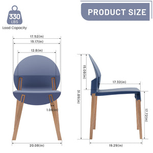 English Elm Summer 5 Piece Round Dining Set Polypropylene Stackable Chairs Oak Legs Modern Style Grey-Blue,White W3450S00039