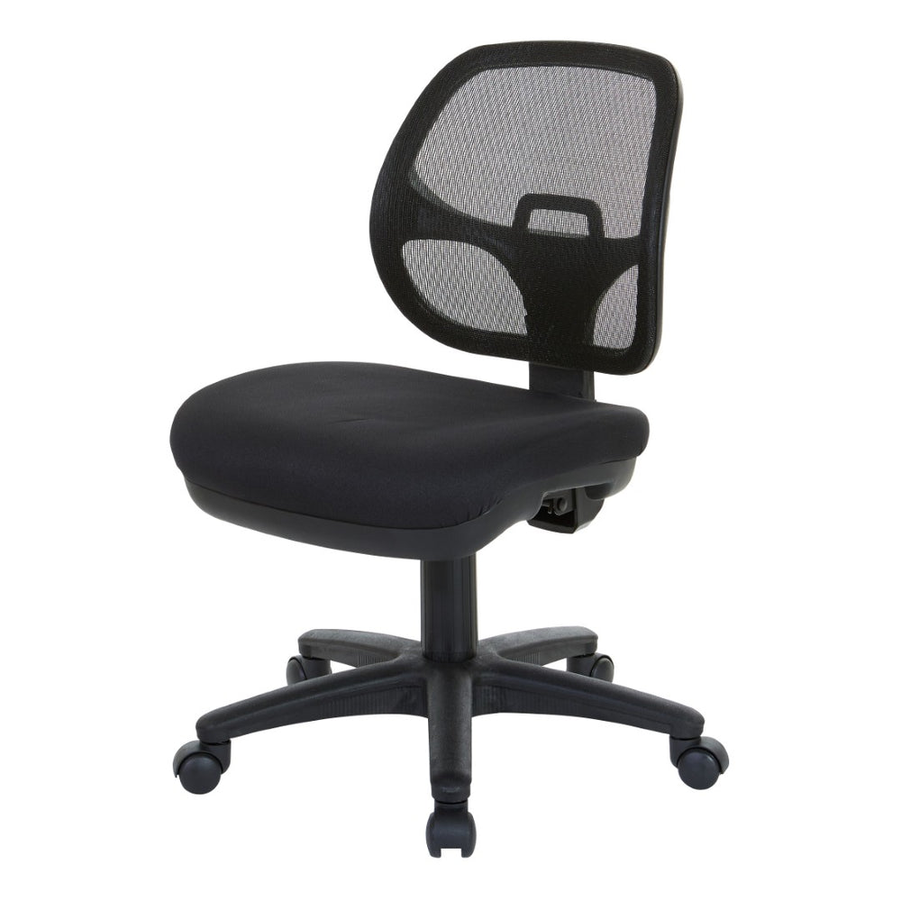 OSP Home Furnishings Ergonomic Armless Mesh Task Chair with Lumbar Support and Pneumatic Height Adjustment Coal 2902-30