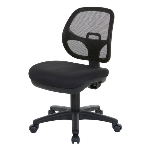 OSP Home Furnishings Ergonomic Armless Mesh Task Chair with Lumbar Support and Pneumatic Height Adjustment Coal 2902-30