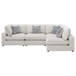 English Elm Rhette Beige 4-Piece Upholstered Sectional With Reversible Cushions & Jacquard Accent Pillows B062S00995-GIGA