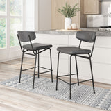 Charon Counter Stool - Set of 2 Vintage Black 110263 Zuo Modern