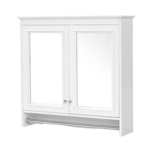 English Elm 3-in-1 Wall Mounted Medicine Cabinet with Soft Close Door Adjustable Shelves and Towel Bar White N710P405415K