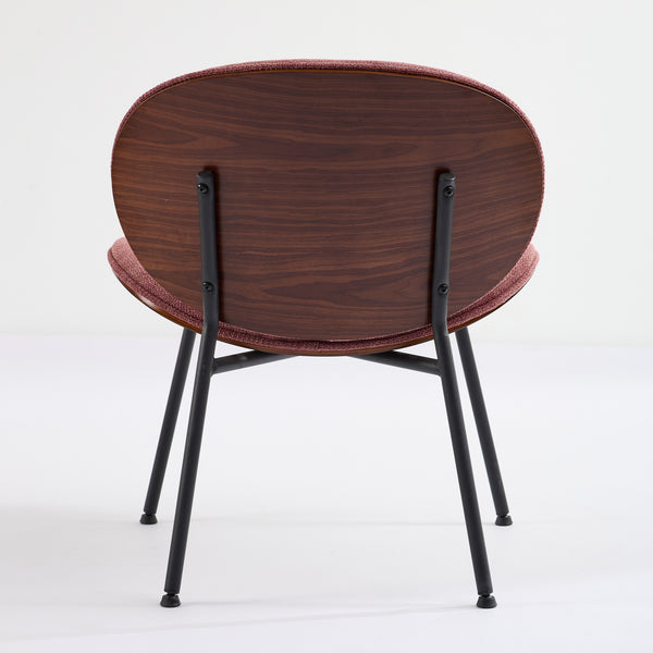 English Elm Mid-Century Shell Chair with Wood Grain Veneer, Curved Wide Seat, Metal-Wood Frame Holds 330+ lbs Bean paste red W1143P214254
