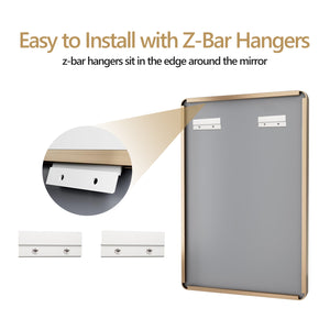 English Elm 22x30 HD Tempered Glass Mirror with Anti-Rust Aluminum Frame, Explosion-Proof Membrane & Easy Z-Bar Mounting Gold T3757P347052