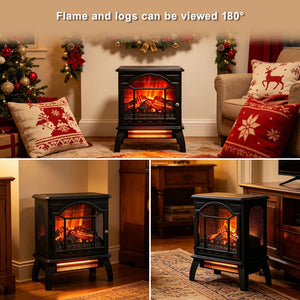English Elm 18 Inch Infrared Quartz Freestanding Electric Fireplace Stove with 3d Flame Effect W1769112698