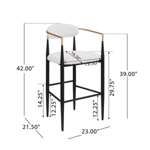 English Elm Christopher Knight Home® - Barstools Set Of 2 - Modern Upholstered Kitchen Stools With Supportive Backs & Iron Legs, Beige N779P248198M