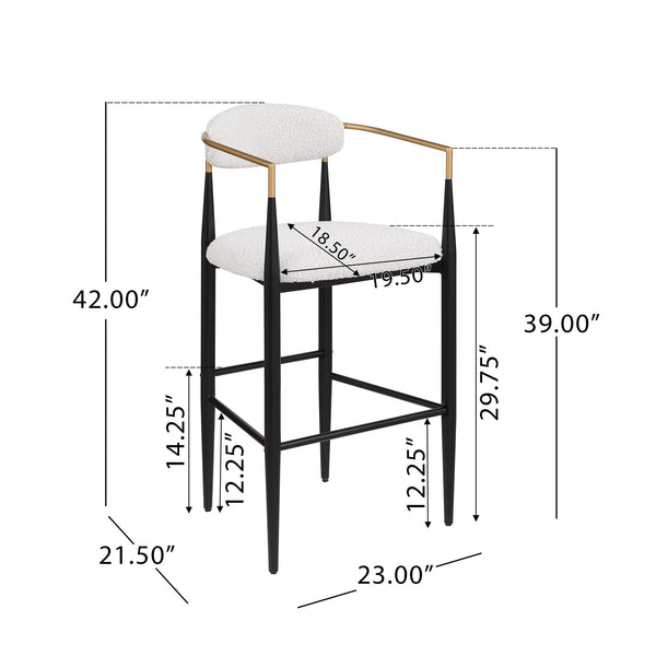 English Elm Christopher Knight Home® - Barstools Set Of 2 - Modern Upholstered Kitchen Stools With Supportive Backs & Iron Legs, Beige N779P248198M