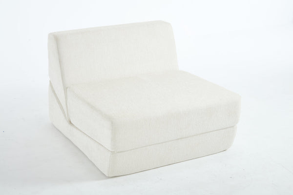 English Elm Heng single velvet sofa bed (White) – chenille comfort, thick cushion, non-slip bottom, compact storage W212P209397