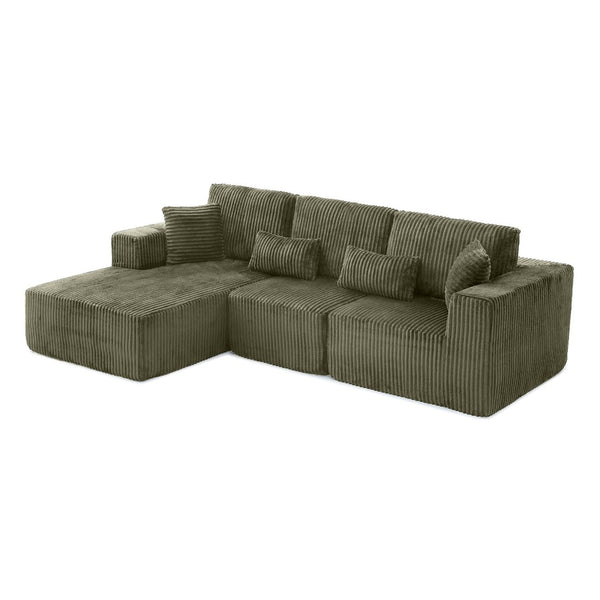 English Elm 109'' Modular Cloud Sectional Corduroy L-shape Deep Seat Sofa for Living Room W1117S00308