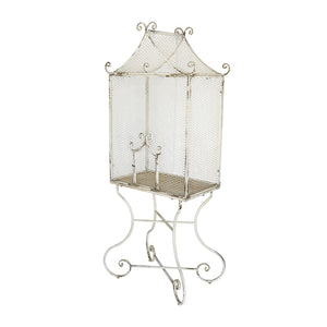 English Elm 27.6x15x66.9" Vintage Iron Greenhouse Scrollwork Frame Shabby Chic Plant Display Stand W2078P496463