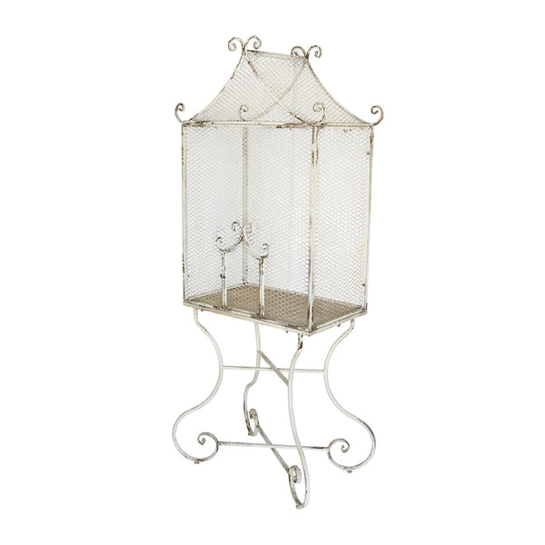 English Elm 27.6x15x66.9" Vintage Iron Greenhouse Scrollwork Frame Shabby Chic Plant Display Stand W2078P496463