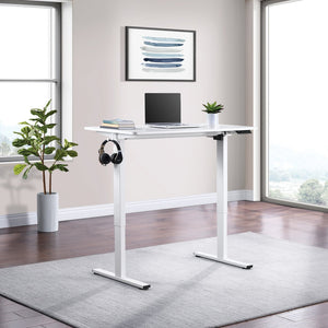 OSP Home Furnishings Primo Electric Sit Stand Desk with Laminate Top and Heavy Duty Steel Frame for Home Office 48"W PMO4823-WH