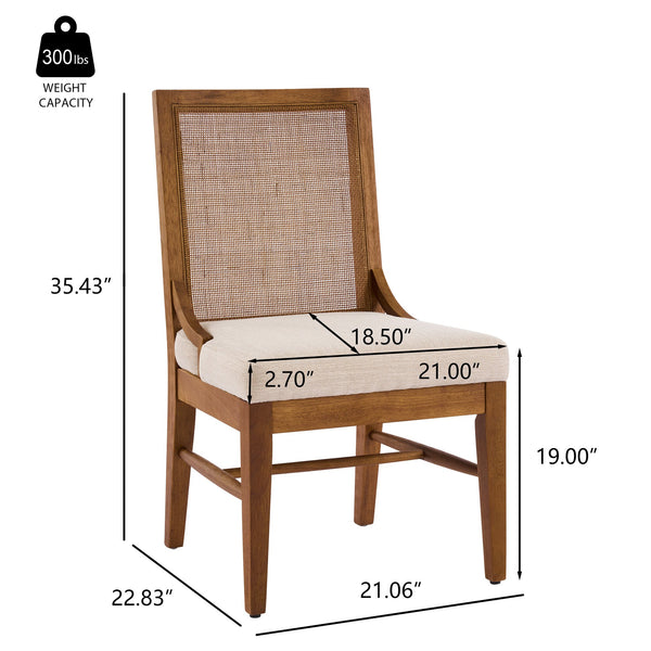 English Elm Christopher Knight Home® - Upholstered Dining Chairs Set Of 2 - Cane Back With Plush Cushion & Walnut Wood Legs For Elegance N768P367152W