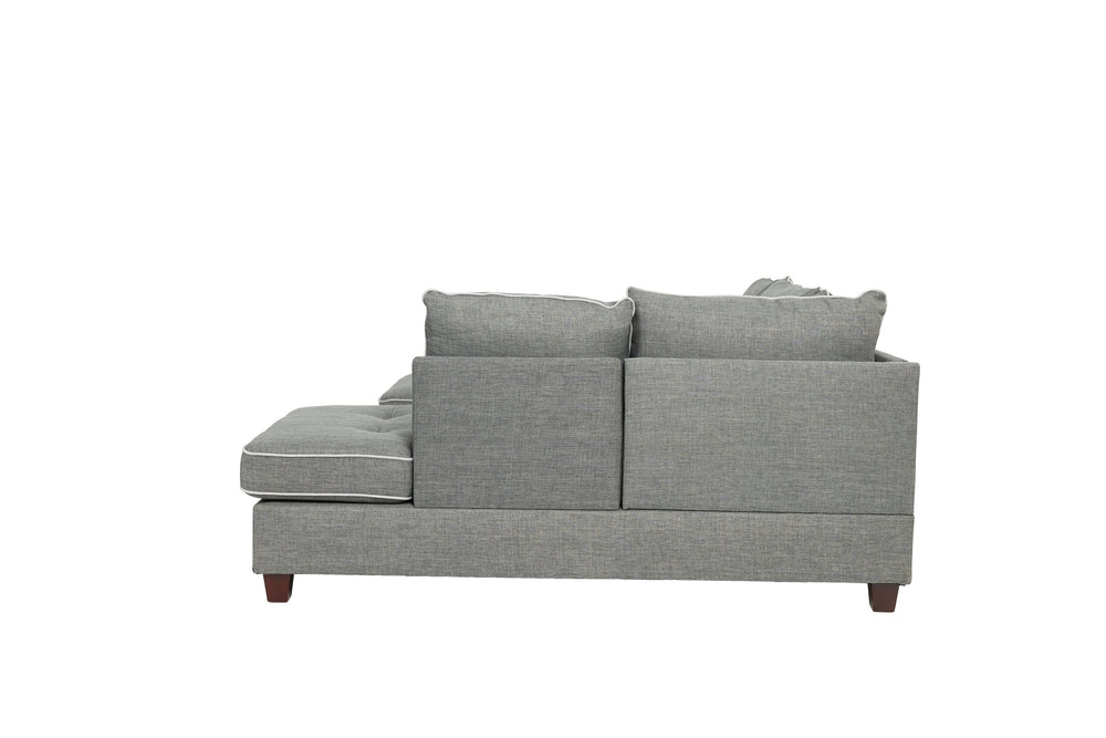 English Elm Beautiful 3-pcs Sectional Sofa with Reversible Chaise and Storage Ottoman Plush Summer Hues Comfort Steel Gray 76 L x 35 W x 16 H B011S01054