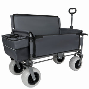 English Elm 3-in-1 Folding Wagon with Convertible Bench Seat Steel Frame 500lb All Terrain Gray W2932P390466
