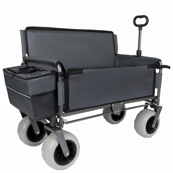English Elm 3-in-1 Folding Wagon with Convertible Bench Seat Steel Frame 500lb All Terrain Gray W2932P390466