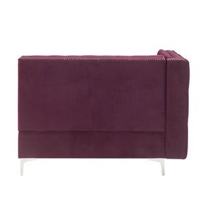 English Elm Burgundy Velvet Tufted Loveseat with Nailhead Trim, Luxe Plush Seating, Faux Fur Pillows Included B062P186541