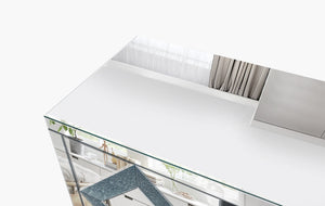 English Elm 47 Inch Mirror Tv Media Console - Stylish Dual Door Design With Elegant Diamond Glass, Ideal For 50-Inch Tvs W1445P299046