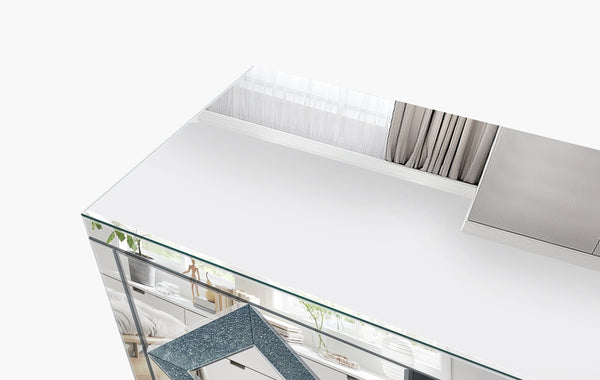 English Elm 47 Inch Mirror Tv Media Console - Stylish Dual Door Design With Elegant Diamond Glass, Ideal For 50-Inch Tvs W1445P299046