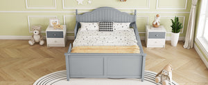 English Elm Full Full Size Kids Bed Gray — Solid Pine Wood Platform with Headboard & Footboard, Guardrail, 300LB Capacity W2593P358753