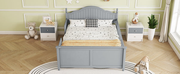 English Elm Twin Low Profile Kids Platform Bed Solid Pine Frame with Guardrails and Storage Grey W2593P411272