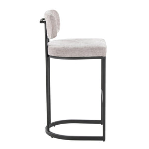 English Elm Fixed-height Barstools Powder Coated Steel Frame Brown Upholstered Seat Set of Two Black+Grey B202P471221
