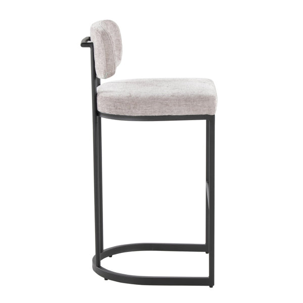 English Elm Fixed-height Barstools Powder Coated Steel Frame Brown Upholstered Seat Set of Two Black+Grey B202P471221