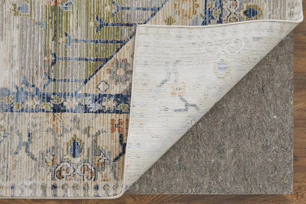 Feizy Rugs Melrose Area Rug: Luxurious Turkish Craftsmanship With Durable, Stain-resistant Design For Elegance Ivory,Green,Blue Polypropylene,Polyester,Viscose Mel39nzfivygrnh04