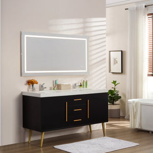 English Elm 60x30inch LED Bathroom Mirror with RGB Gradient, 3000-6000K Dimmable, Anti-Fog IP54, UL-Certified Mountable W2091P338771