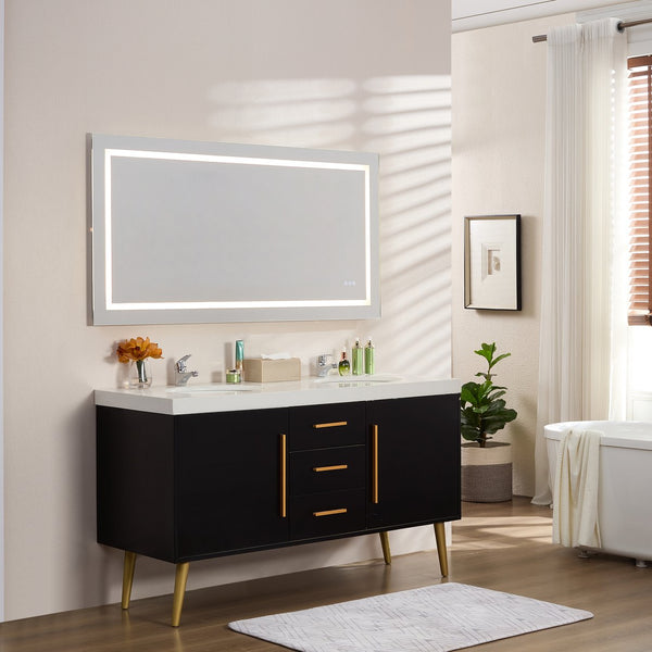 English Elm 60x30inch LED Bathroom Mirror with RGB Gradient, 3000-6000K Dimmable, Anti-Fog IP54, UL-Certified Mountable W2091P338771