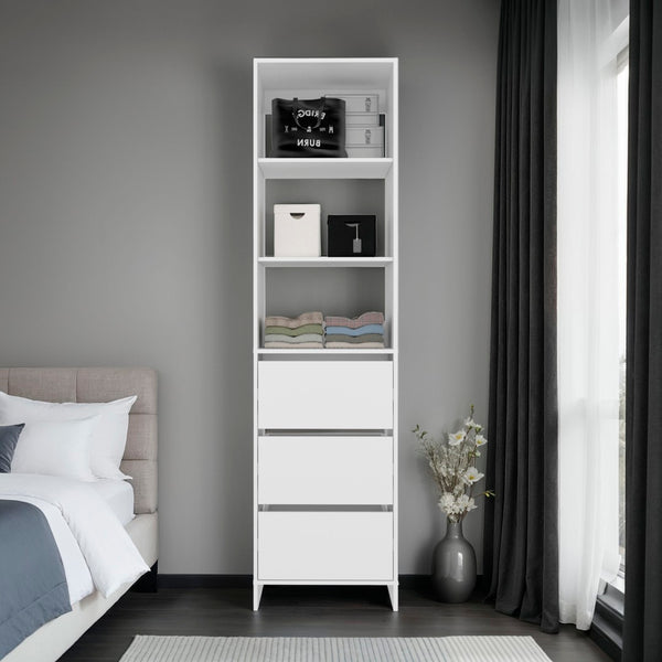 English Elm Cabot Six Shelf Tall Wardrobe Closet White Melamine Vertical Bedroom Storage B097S00244