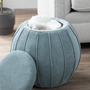 Crestview Collection Modern Chenille Ottoman With Hidden Storage - Stylish & Functional Accent For Your Living Room Space Blue Solid Wood Evfzr4340blu