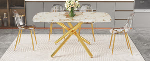 English Elm Black Faux Wood Grain Mdf Dining Set with Arched Metal Legs and Pu Chairs W1151S04546