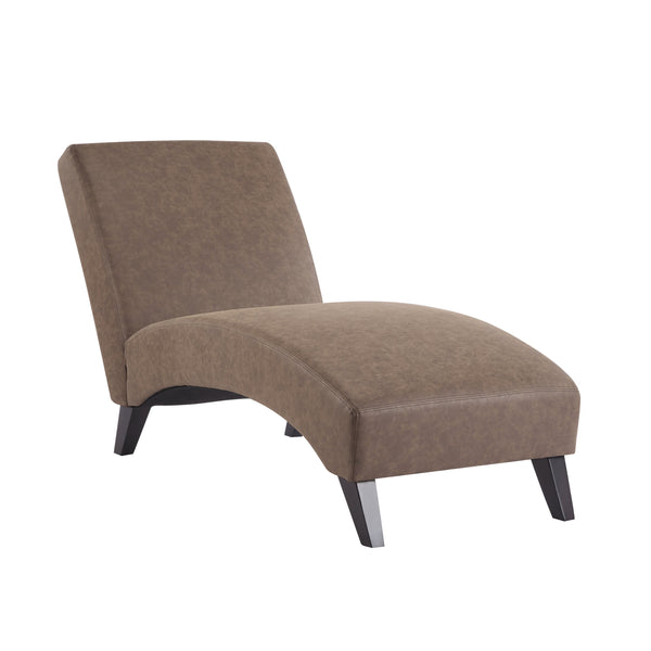 English Elm Christopher Knight Home® - FINLAY Curved KD Chaise Lounge Dark Coffee PU Leather Birch Wood Legs — Contemporary Comfort 62" N776P298861C