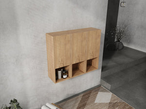 English Elm 36" Bathroom Side Cabinet - Stylish Wall-Mounted Storage, Soft-Close Doors & Durable Imitative Oak Finish W999S00374