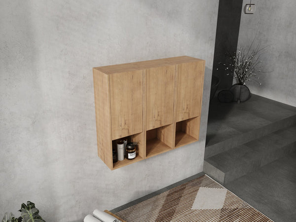 English Elm 36" Bathroom Side Cabinet - Stylish Wall-Mounted Storage, Soft-Close Doors & Durable Imitative Oak Finish W999S00374
