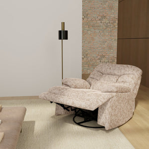 English Elm Swivel Glider Recliner Plush Upholstered Chair for Contemporary Living Rooms Beige Brown B339P422560
