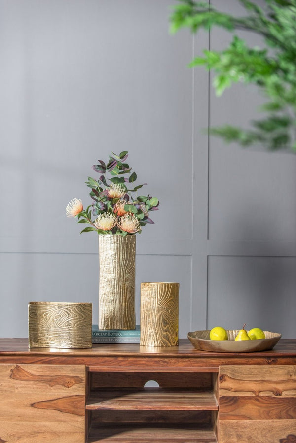 English Elm 9.8x3.7x6.9" Gold Aluminum Wavy Rectangular Vase Sculptural Tabletop Glam Accent W2078P489212