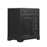 English Elm 30" Bathroom Vanity With Sink Top, Bathroom Vanity Cabinet With Door and Two Drawers, Mdf Boards, Solid Wood, One Package, Black