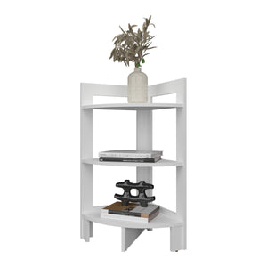 English Elm White Corner Shelf 3-Tier Space-Saving Display Rack for Books Decor Essentials, Easy Assembly, Modern Finish B062P252159