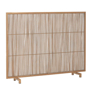 English Elm Willow Iron Fireplace Screen Powder Coated Vertical Bar Grid for Modern Interiors Golden N775P386927G
