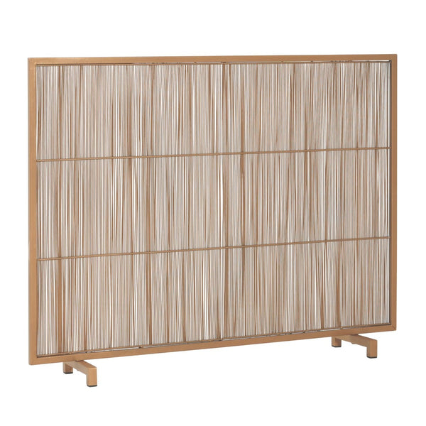 English Elm Willow Iron Fireplace Screen Powder Coated Vertical Bar Grid for Modern Interiors Golden N775P386927G