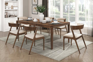 English Elm Walnut 7-Piece Extendable Dining Set With Upholstered Chairs For Modern Kitchens & Gatherings B011S01497-GIGA