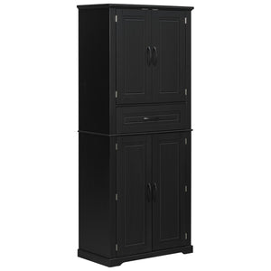English Elm [video] Tall Matte Black Bathroom Cabinet with Drawer Adjustable Shelves and Door Racks N759P241667B