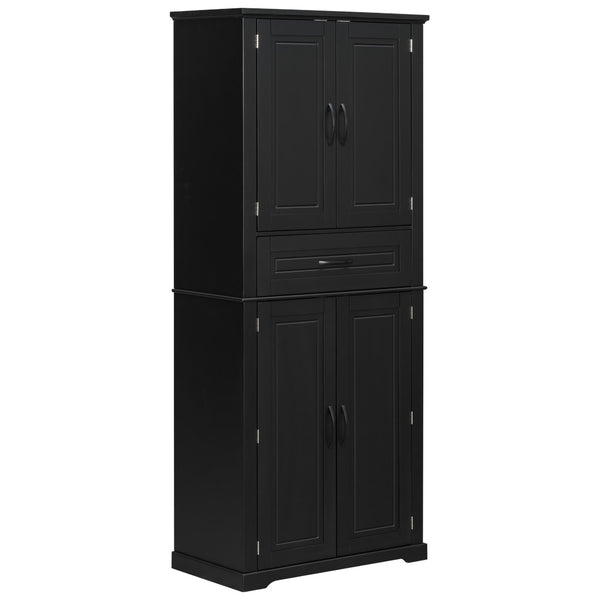 English Elm [video] Tall Matte Black Bathroom Cabinet with Drawer Adjustable Shelves and Door Racks N759P241667B