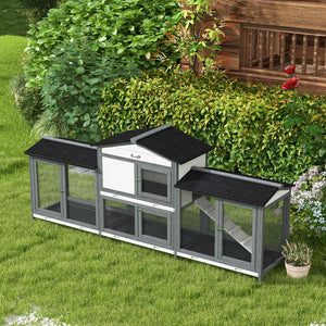 English Elm Pawhut Solid Fir Wood Rabbit Hutch with Side Runs Ramp and Leak Proof Trays W2225P173743
