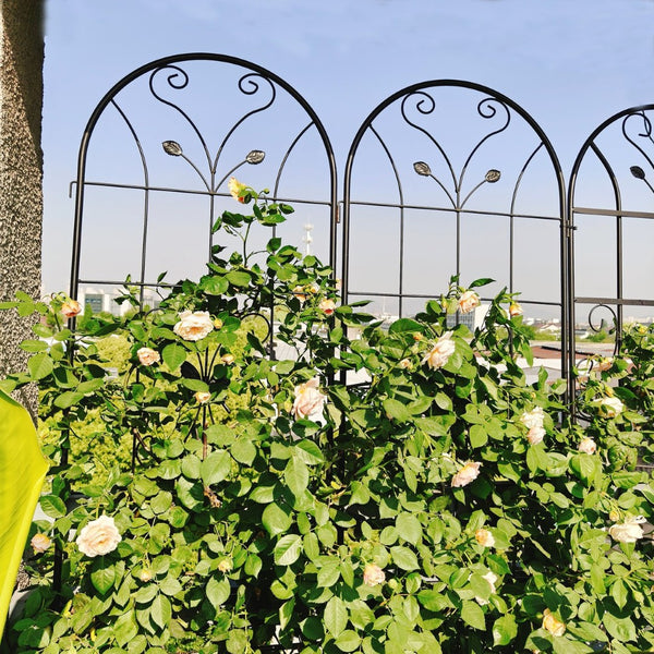 English Elm 4 Pack Powder-coated Metal Garden Trellis Panels Rustproof Climbing Plant Support Outdoor W1586P268043