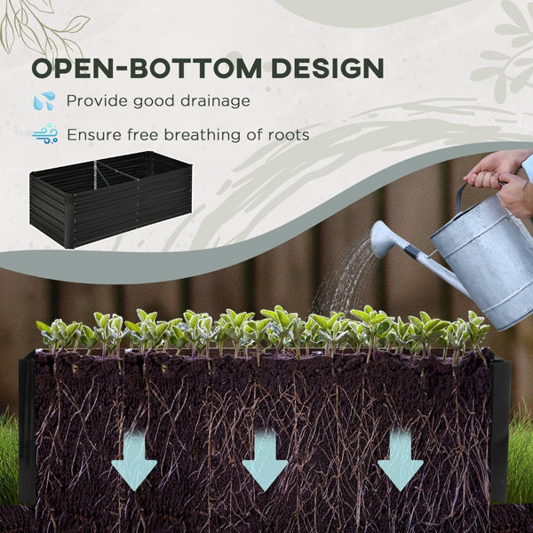 English Elm Outsunny Tall Galvanized Steel Raised Garden Bed with Reinforced Walls for Deep Root Growth W2225P200485