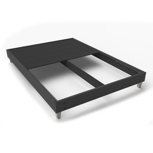 English Elm Express Tool Free Queen Bed Foundation Fabric Frame with Faux Wood Legs Low Profile B180P172092