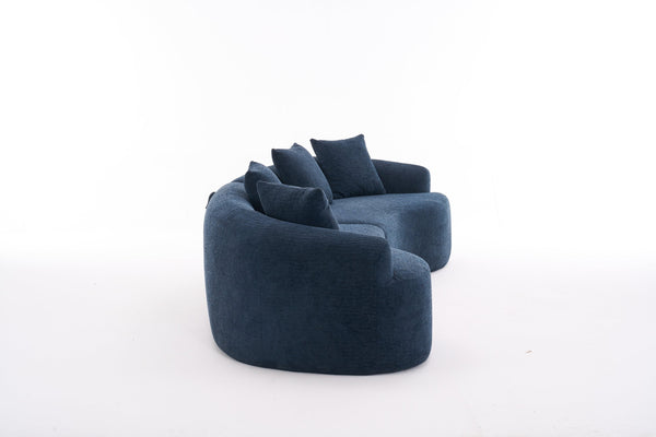 English Elm Compression Compression Sponge Sofa Curved Modular Sectional with 30D High-Density Chenille Sleeper for Cozy Apartment Living Room Comfort and Safe Rounded Design Antique Blue W2231S00019